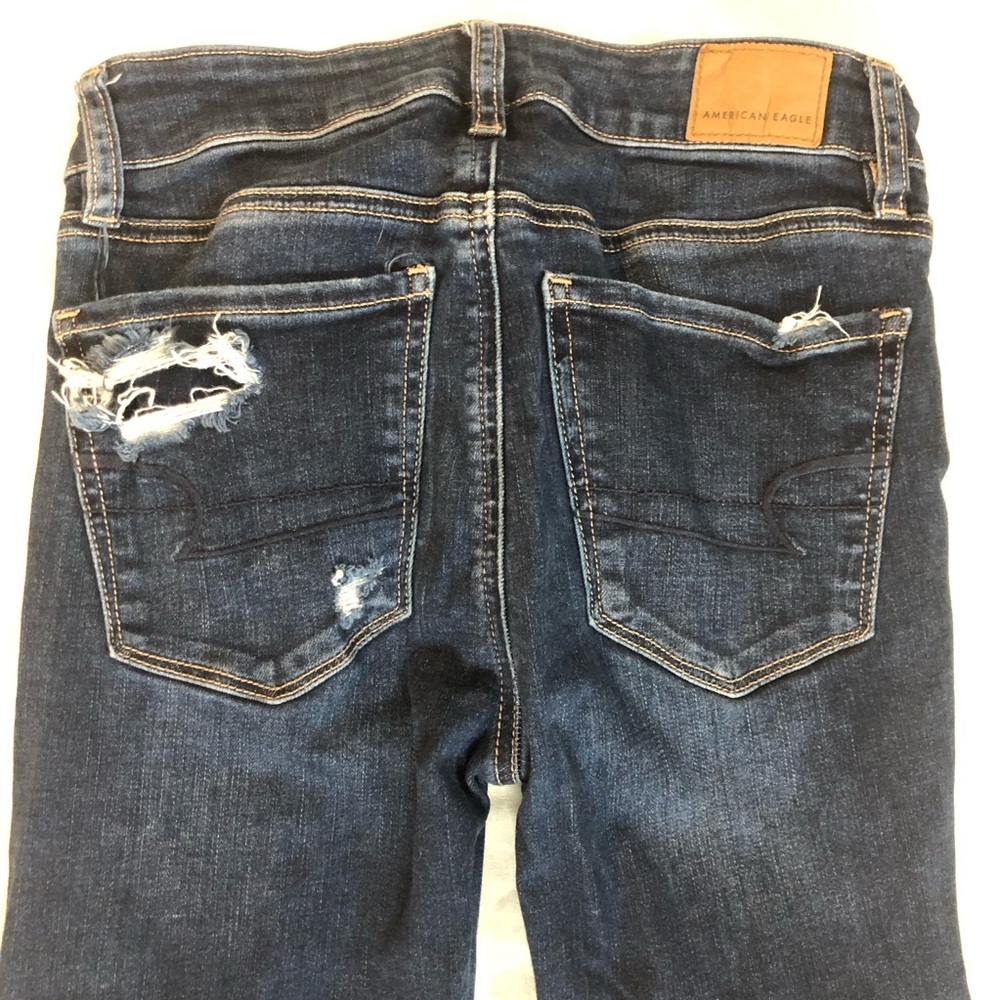 American Eagle Distressed Jeans next level stretch hi-rise jegging crop size 2 - Picture 6 of 12